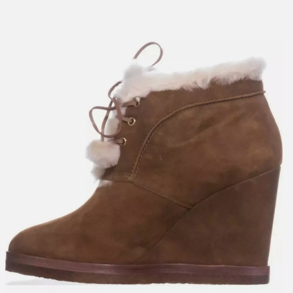 Michael Kors Tan Suede Ankle Lace-Up Boots In Dark Luggage Sz 7.5 - Picture 11 of 15